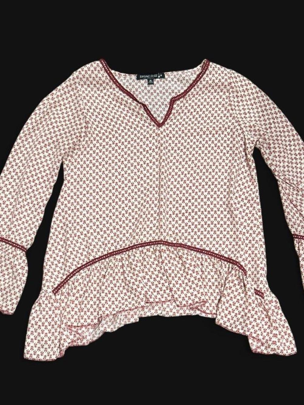 Red and White Floral Blouse
